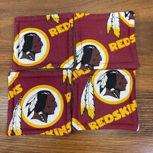 Vintage Washington Redskins Cloth Coasters 4 x 4 Lot of‎ 4